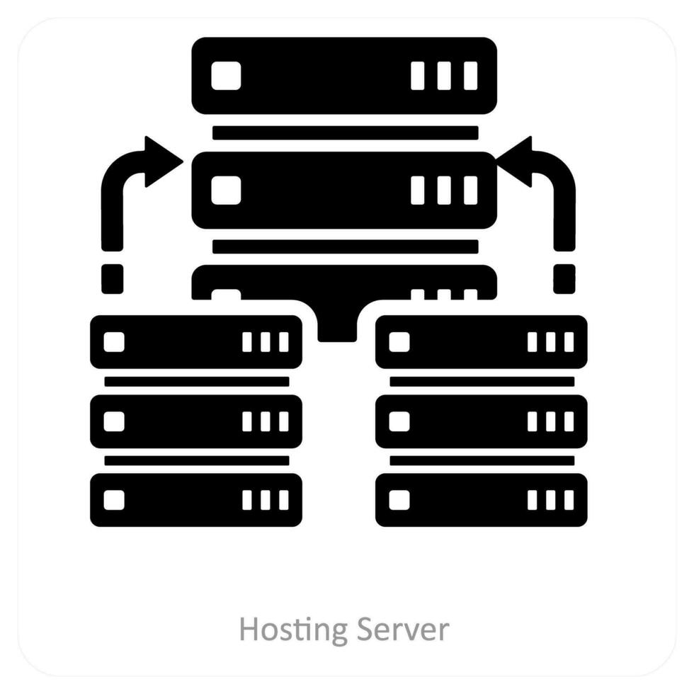 hospedaje servidor y base de datos icono concepto vector