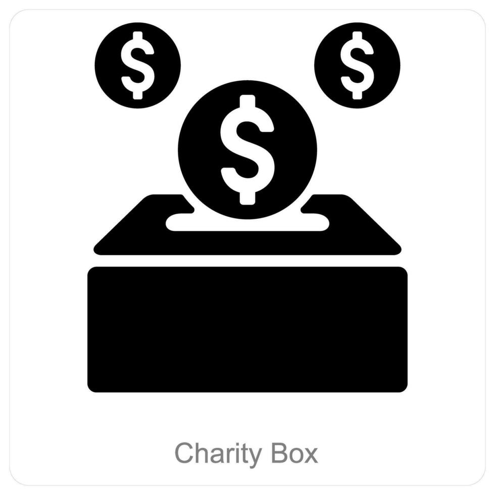 Charity Box and cash icon concept vector