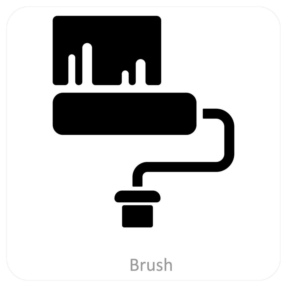 Brush and paint roller icon concept vector