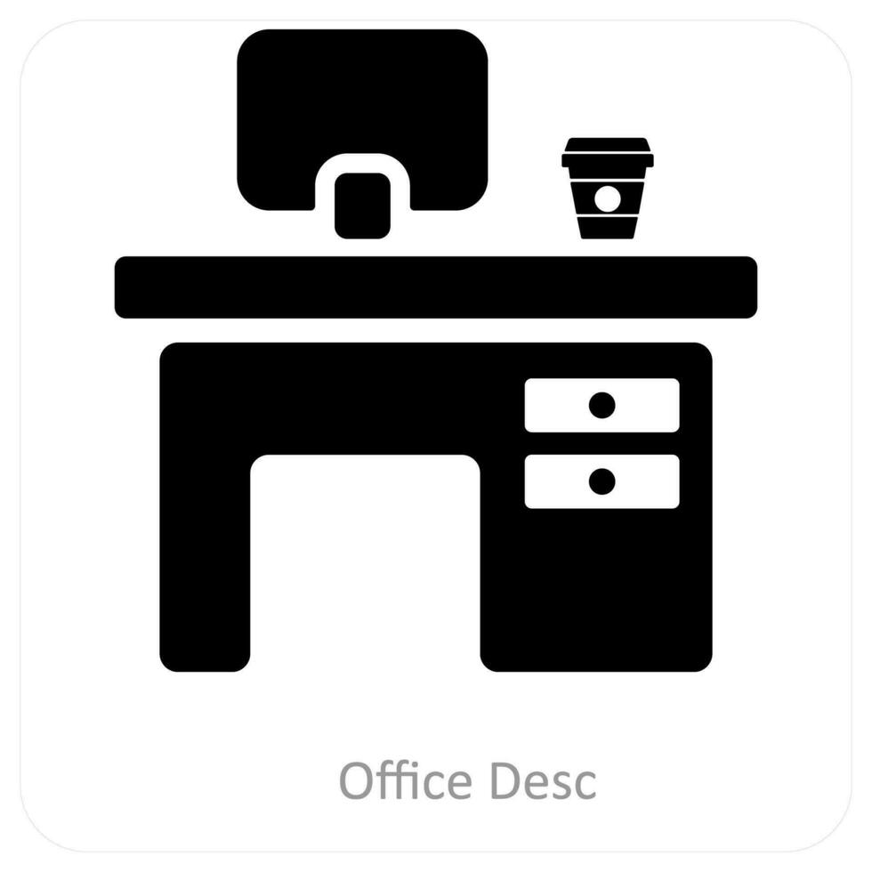 oficina escritorio y mueble icono concepto vector