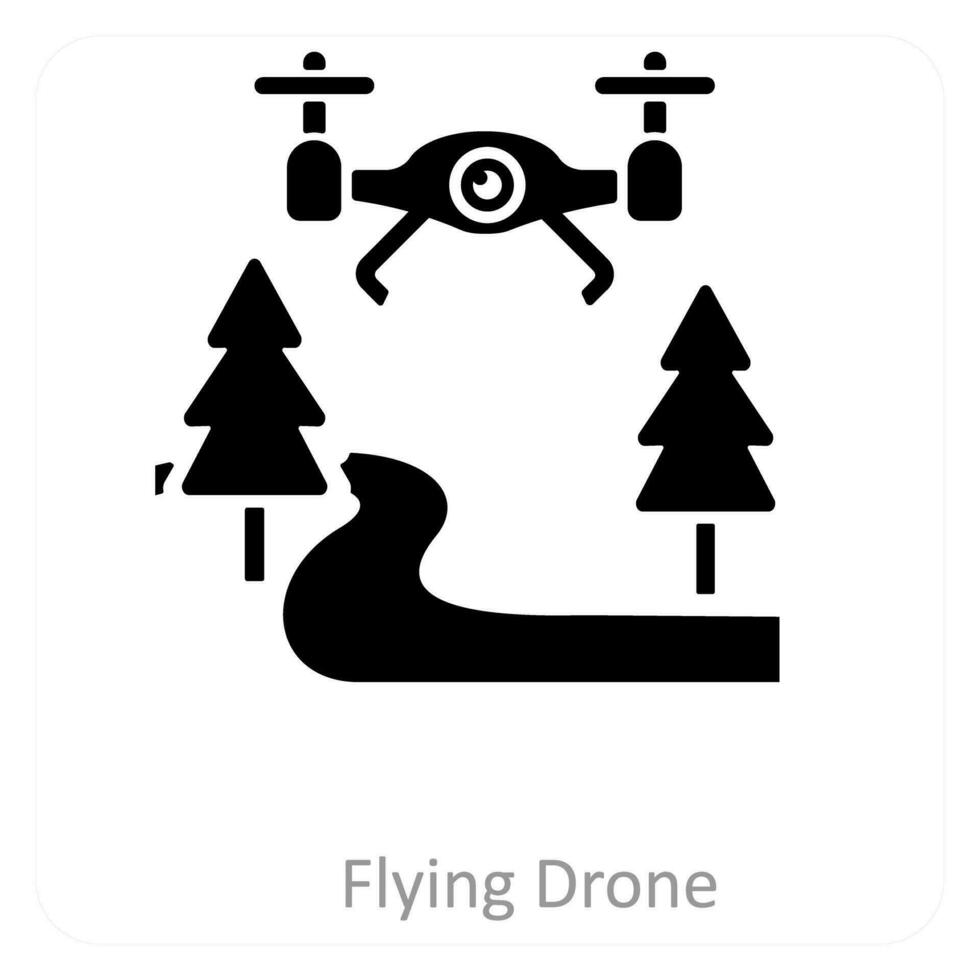 flying drone and drone icon concept vector