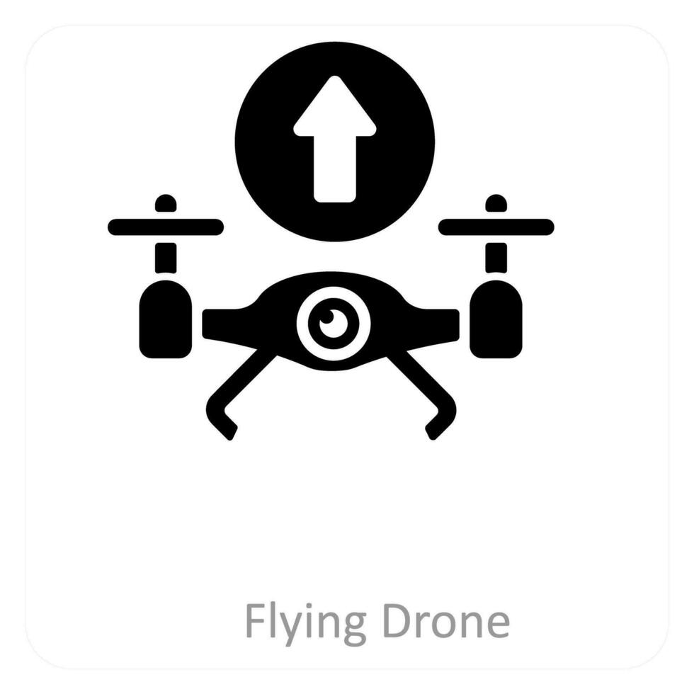 flying drone and drone icon concept vector