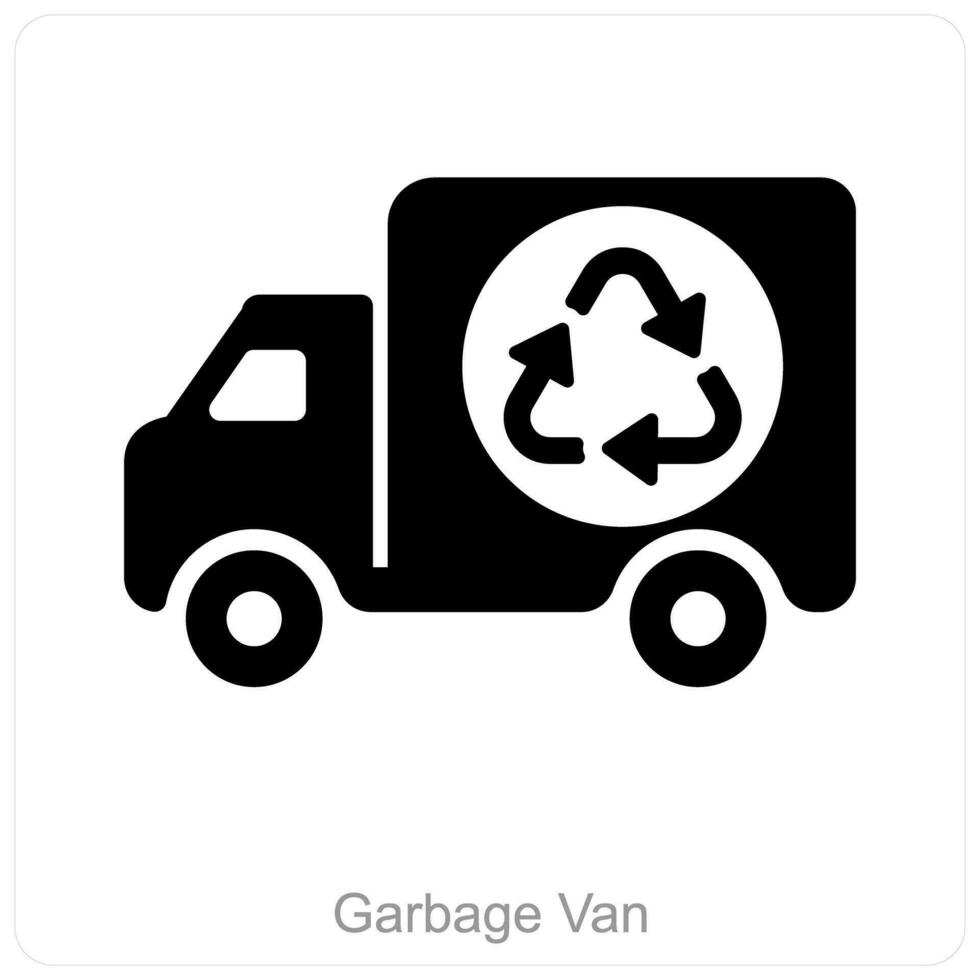 Garbage Van and recycling icon concept vector