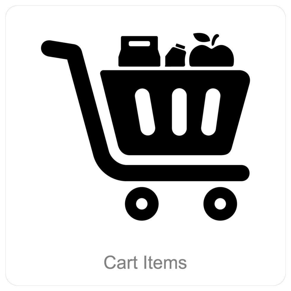 Cart Items and items icon concept vector
