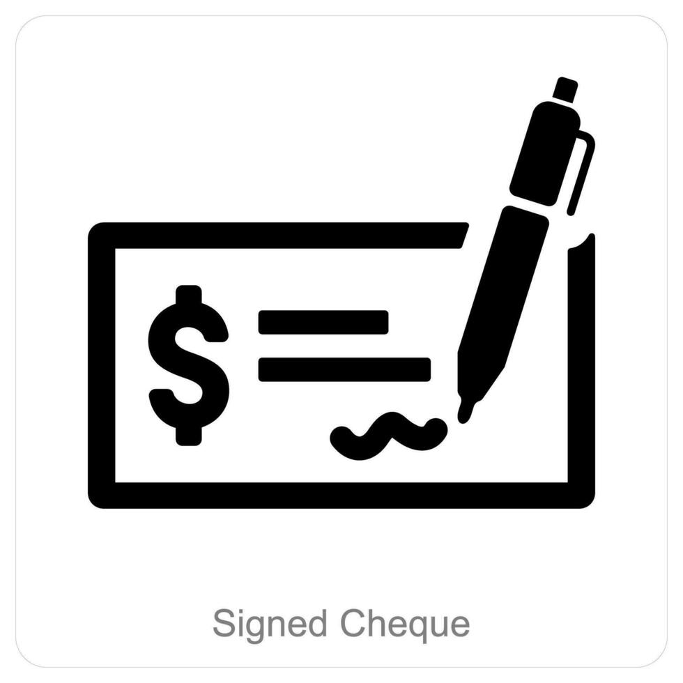 firmado cheque y cheque icono concepto vector