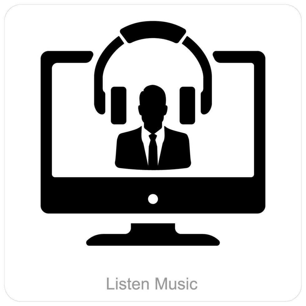 escucha música y música icono concepto vector