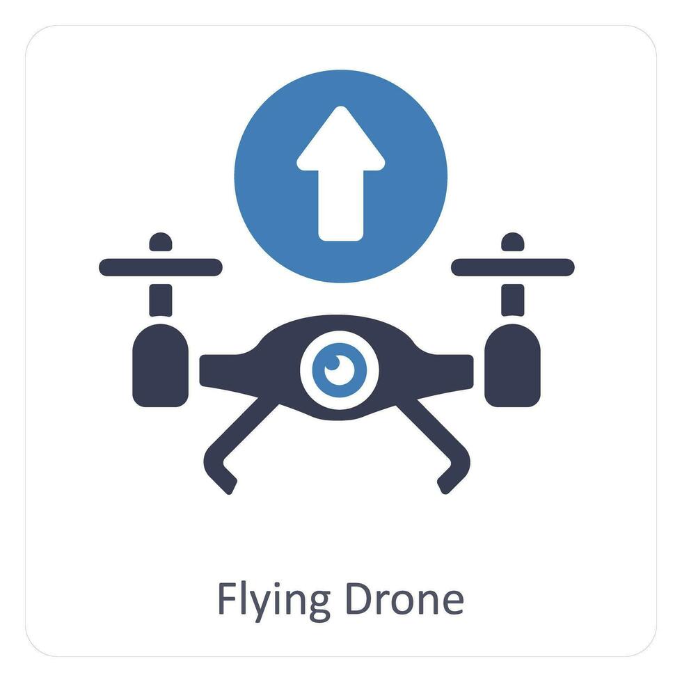 flying drone and drone icon concept vector