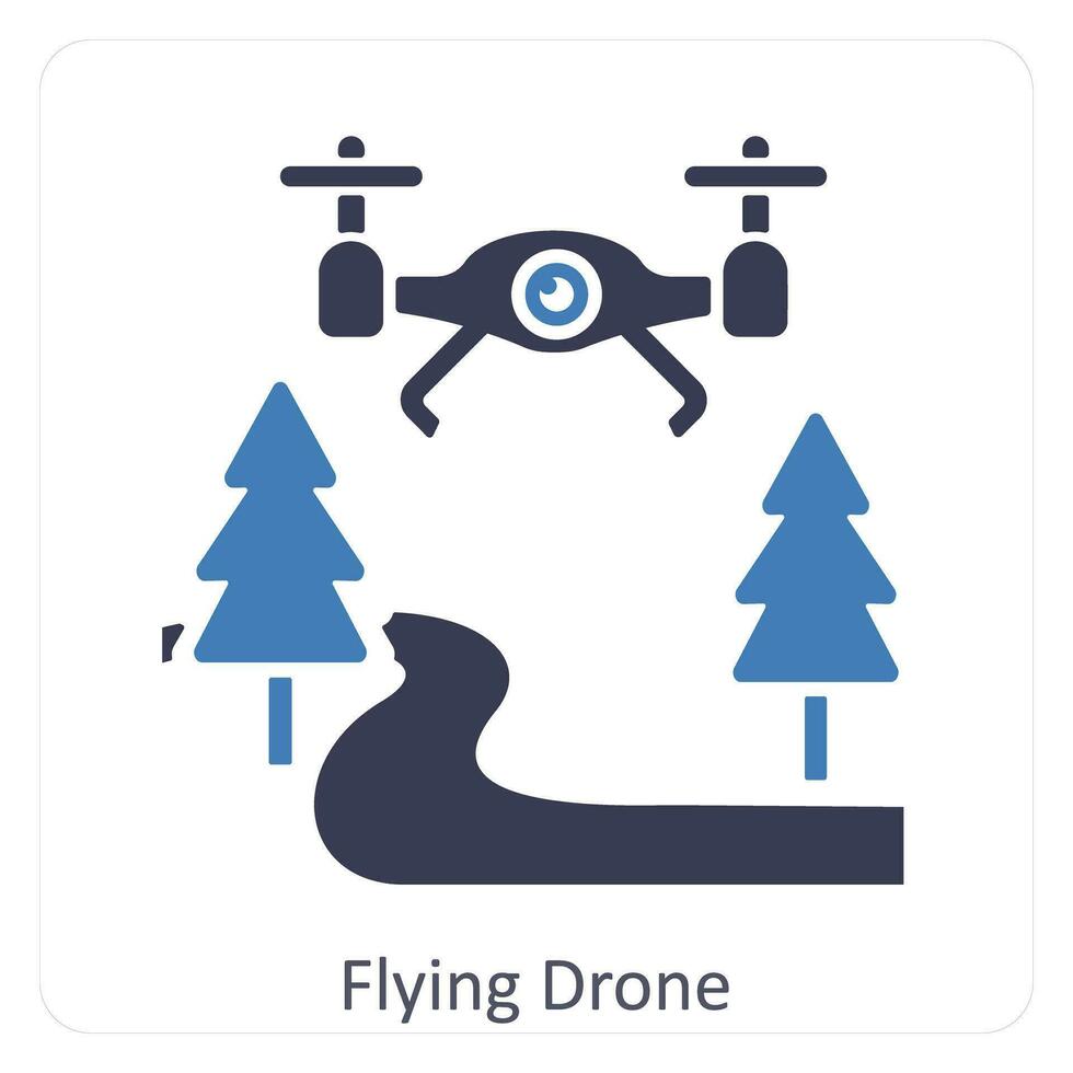 flying drone and drone icon concept vector