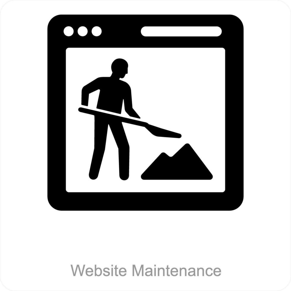 Website Maintenance and website construction icon concept vector