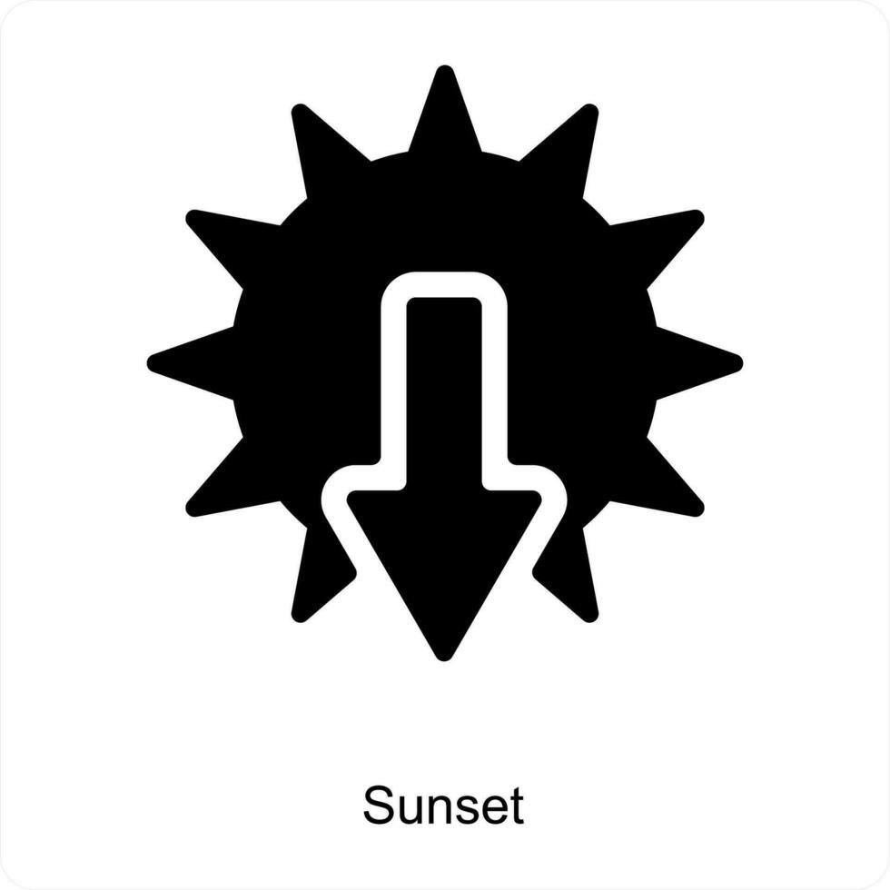 puesta de sol y puesta del sol icono concepto vector