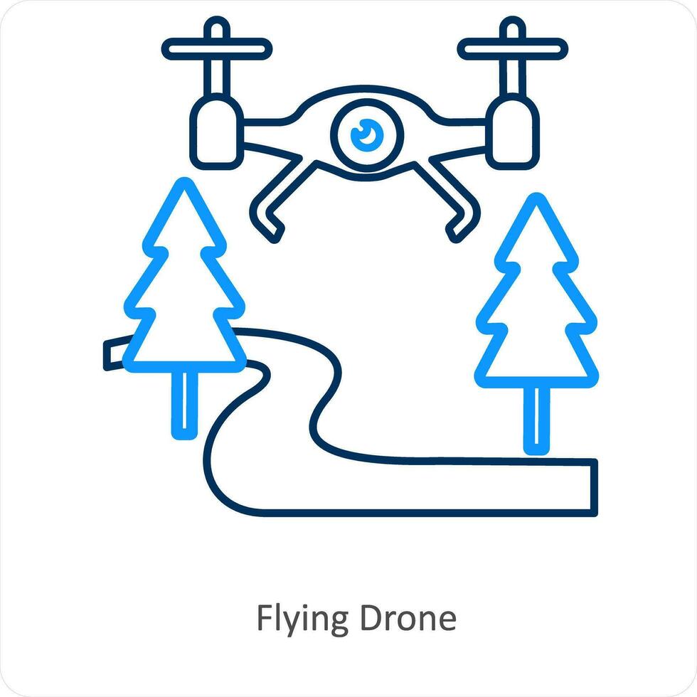 flying drone and technology icon concept vector