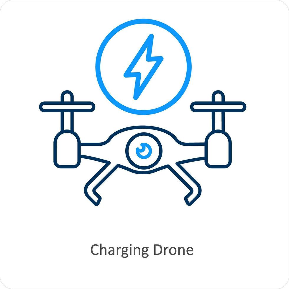 charging drone and bettery icon concept vector