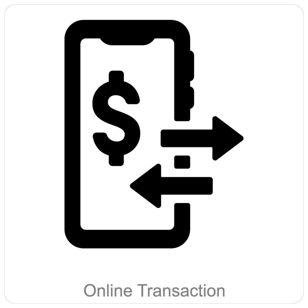 en línea transacción y en línea dinero icono concepto vector
