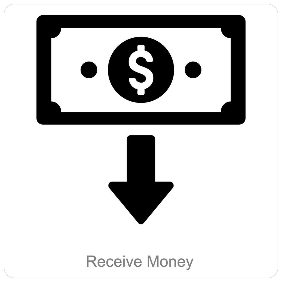 recibir dinero y recibir pago icono concepto vector