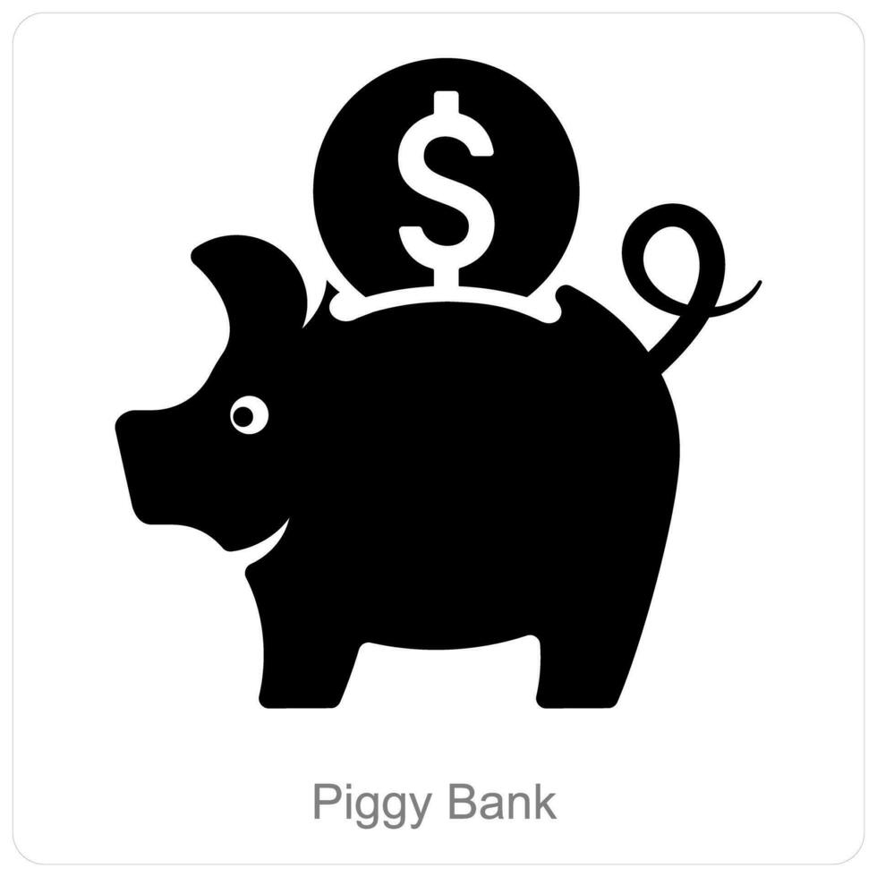 cerdito banco y salvar dinero icono concepto vector