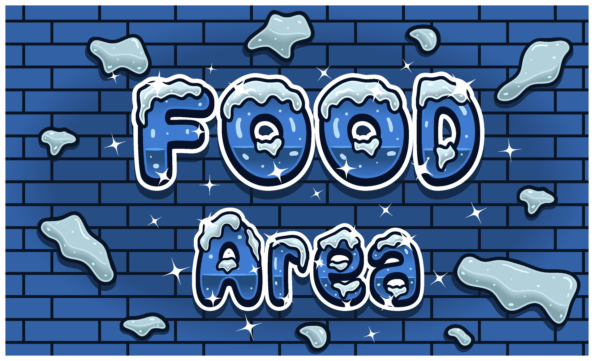 food-area-lettering-with-snow-ice-font-in-brick-wall-background-for