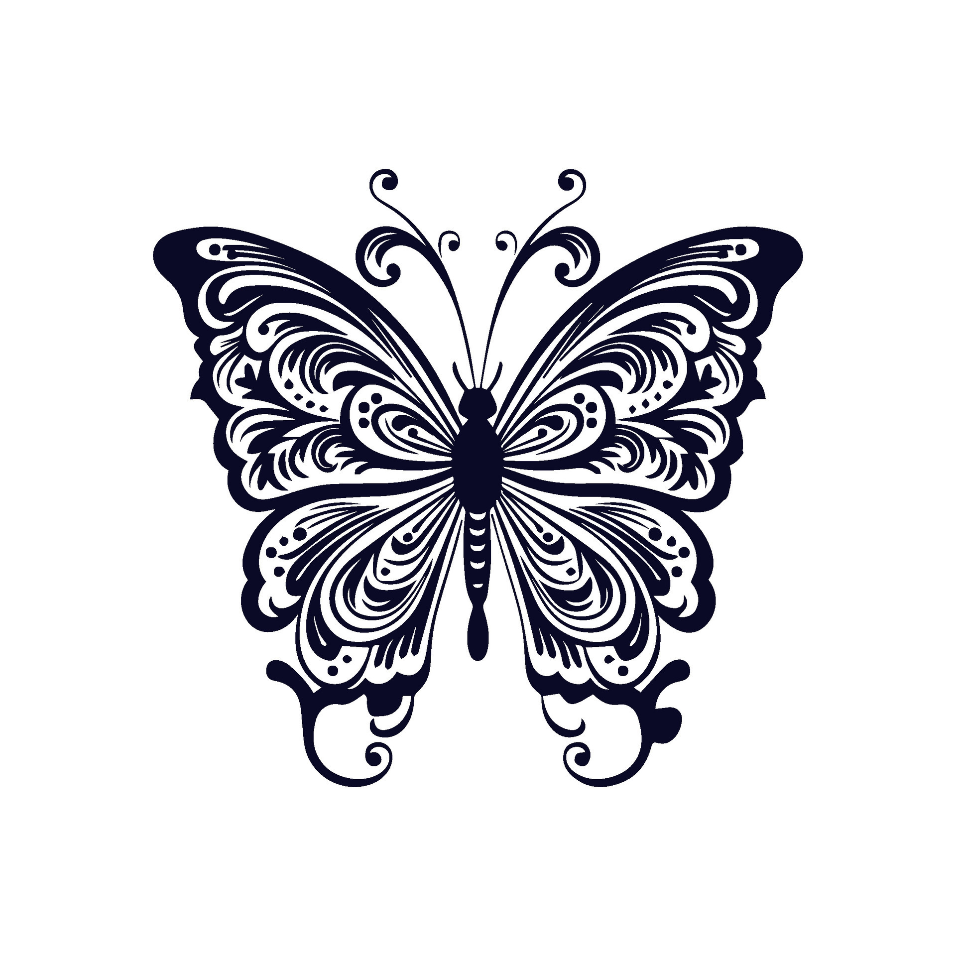 Classic Tribal Black butterfly tattoo