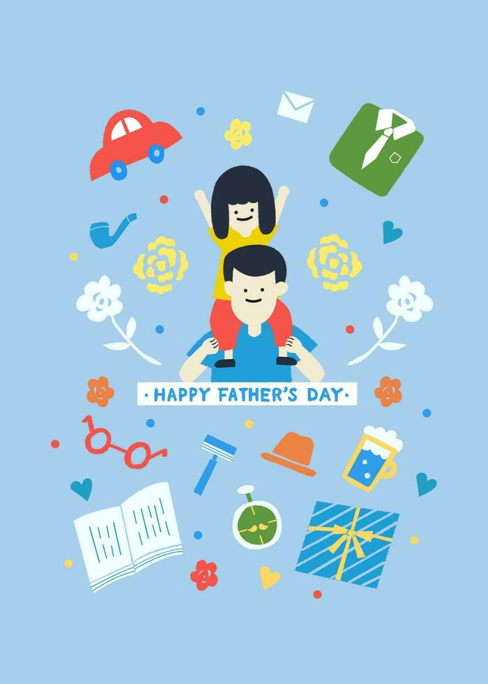 translation-happy father's day, father's heart and love vector