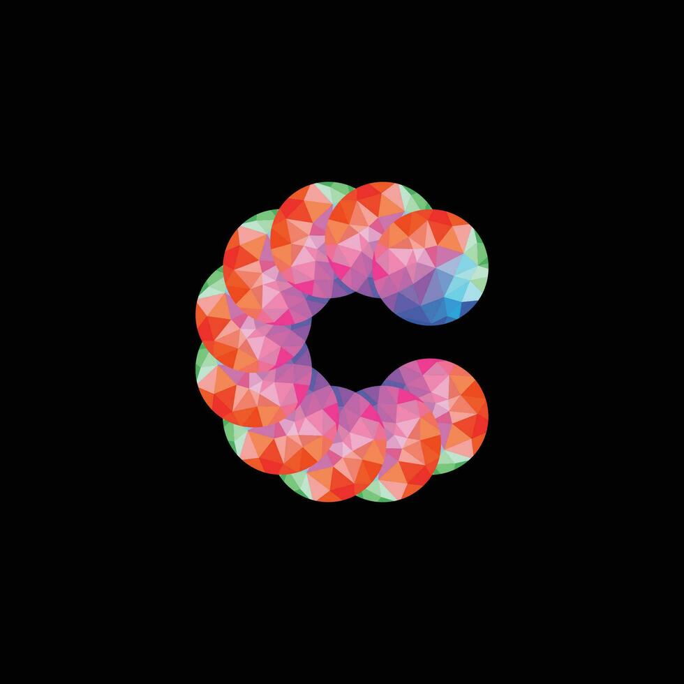 Letter c geometric abstract vector. vector