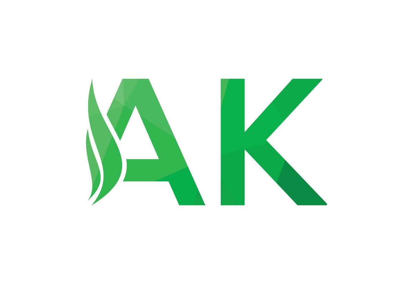 Low Poly and Initial AK Letter logo design, Vector design concept