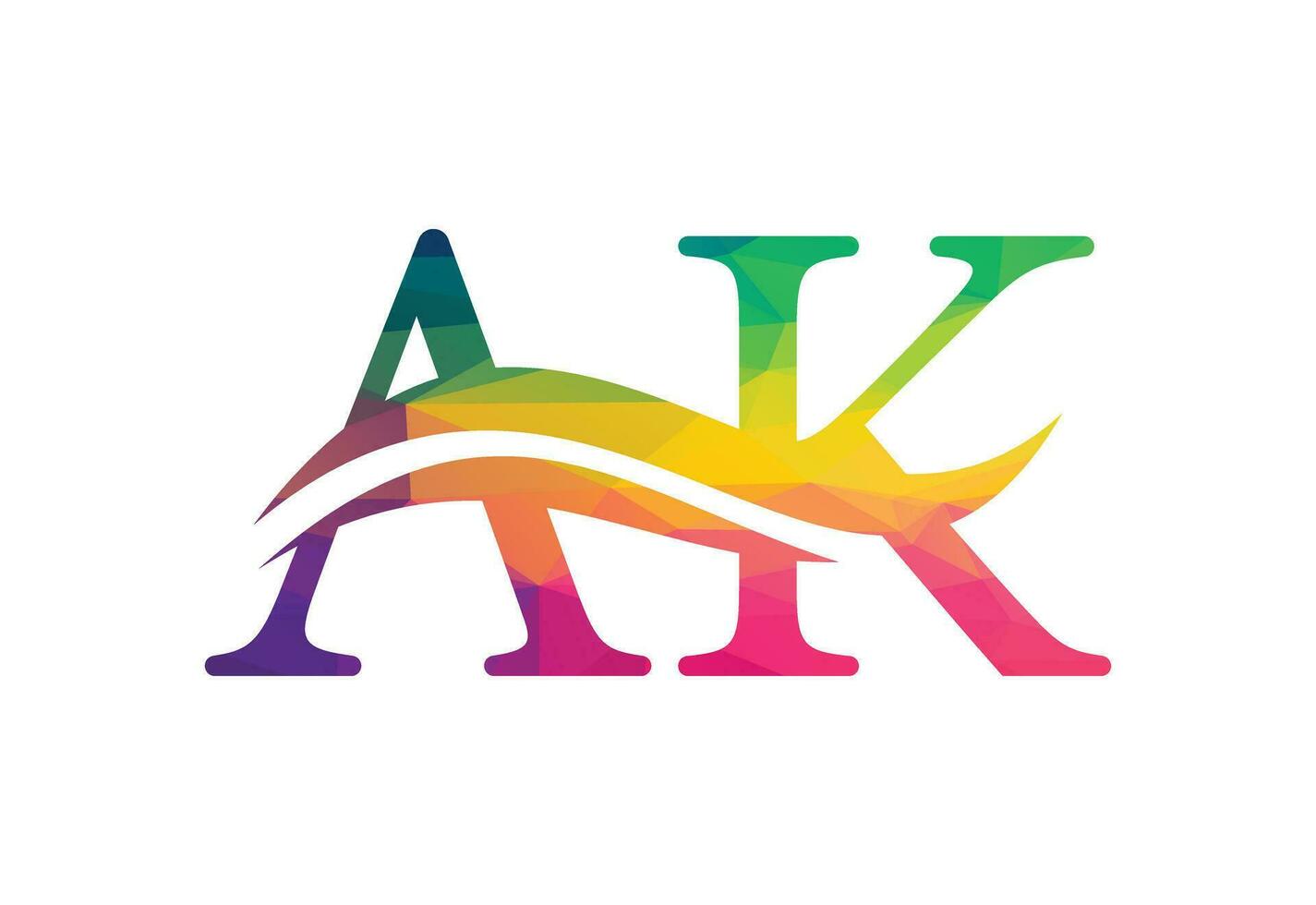 Low Poly and Initial AK Letter logo design, Vector design concept