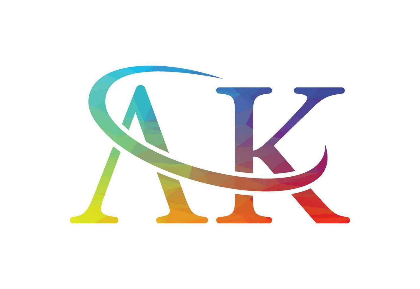 Low Poly and Initial AK Letter logo design, Vector design concept