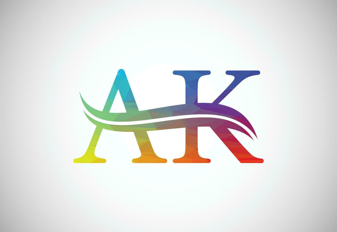 Low Poly and Initial AK Letter logo design, Vector design concept