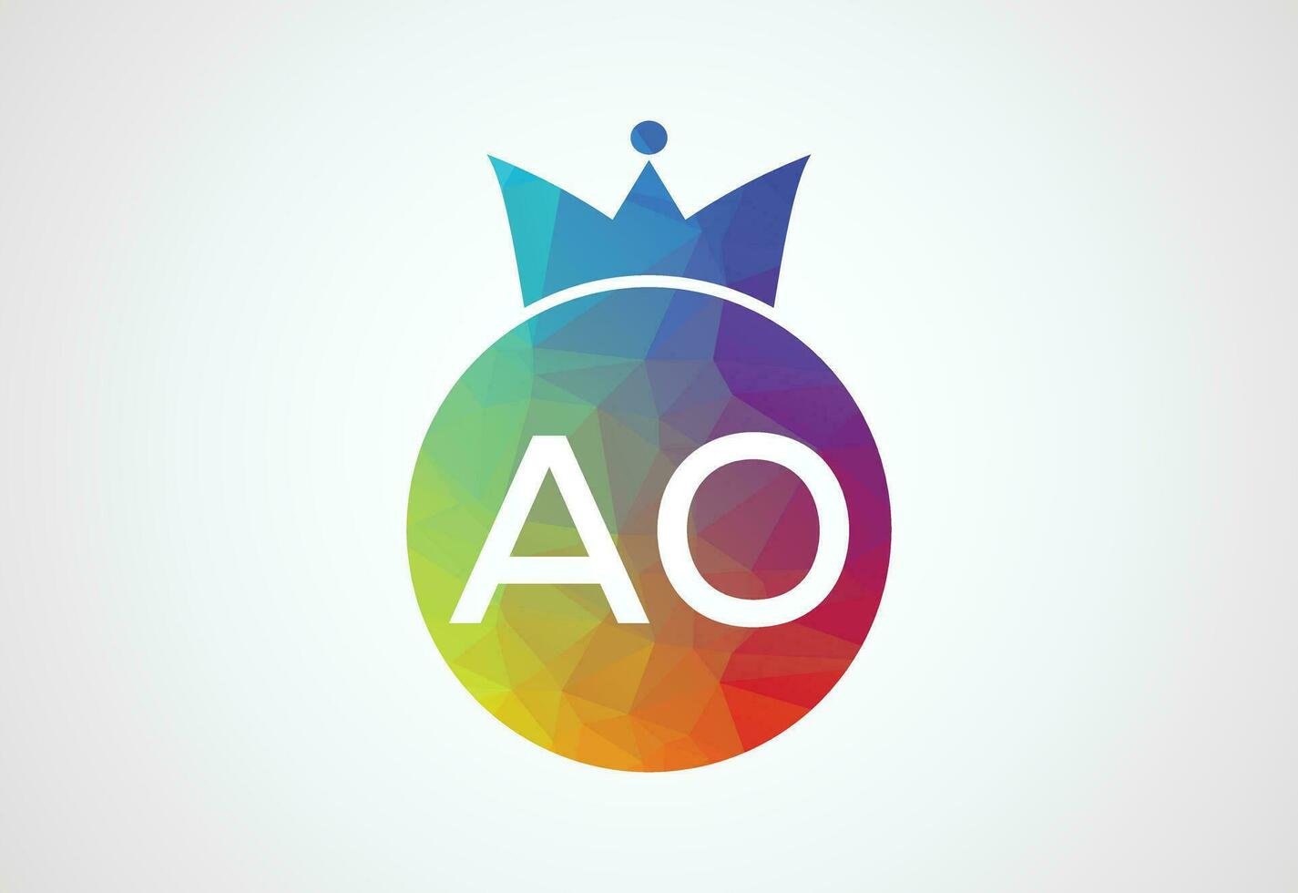 Low Poly and Initial AO Letter logo design, Vector design concept