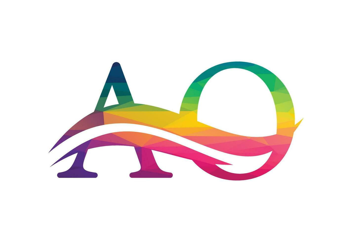 Low Poly and Initial AO Letter logo design, Vector design concept