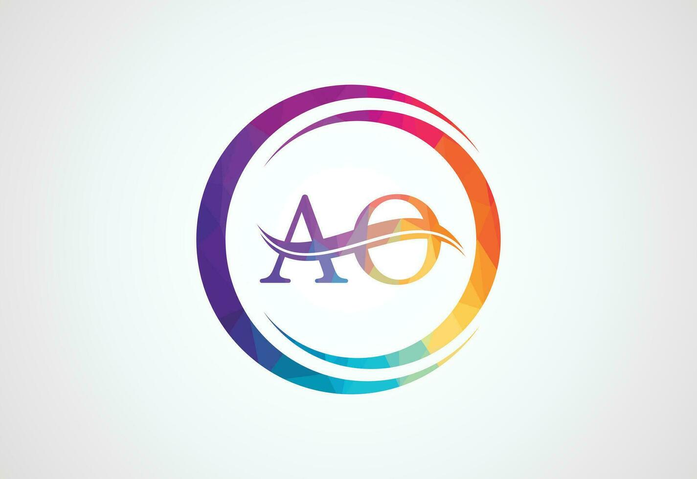 Low Poly and Initial AO Letter logo design, Vector design concept