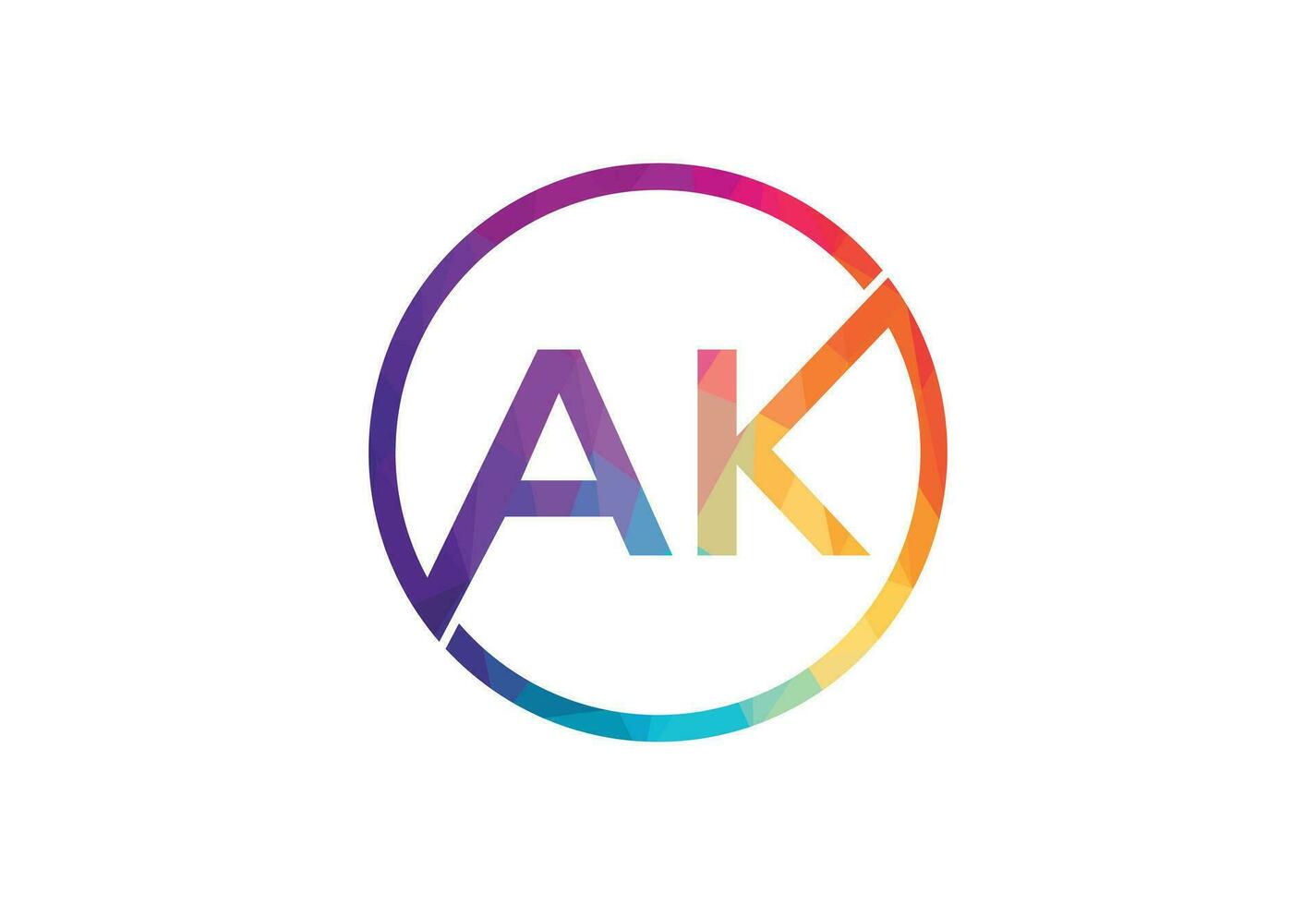 Low Poly and Initial AK Letter logo design, Vector design concept