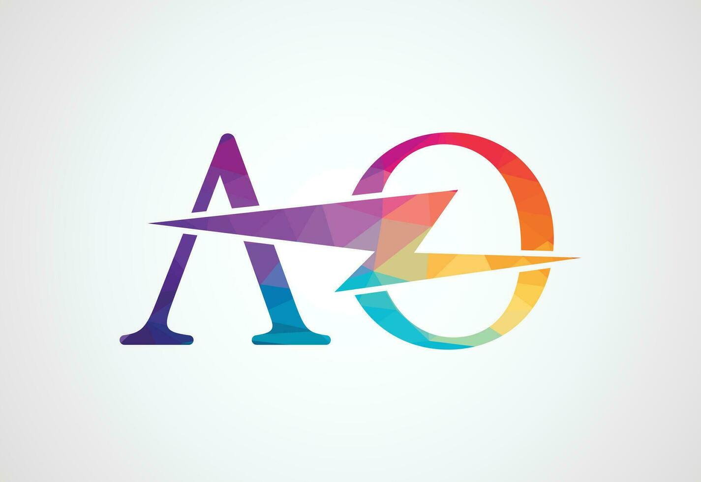 Low Poly and Initial AO Letter logo design, Vector design concept