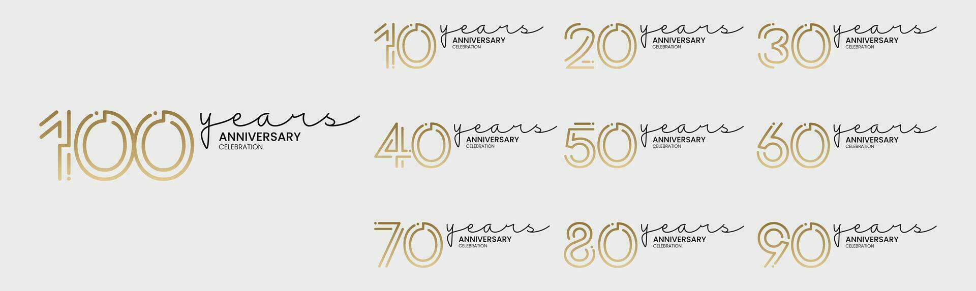 Set of anniversary Celebration Icon Vector Logo Design Template. Emblem of the 10th anniversary.