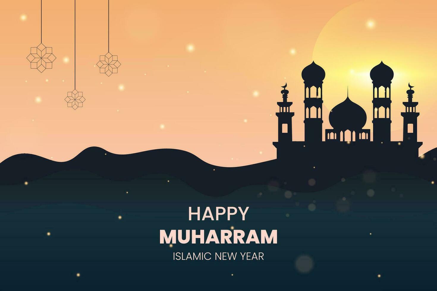 Modern and minimal Muharram or Islamic New Year Celebration. Illustration in vector. vector