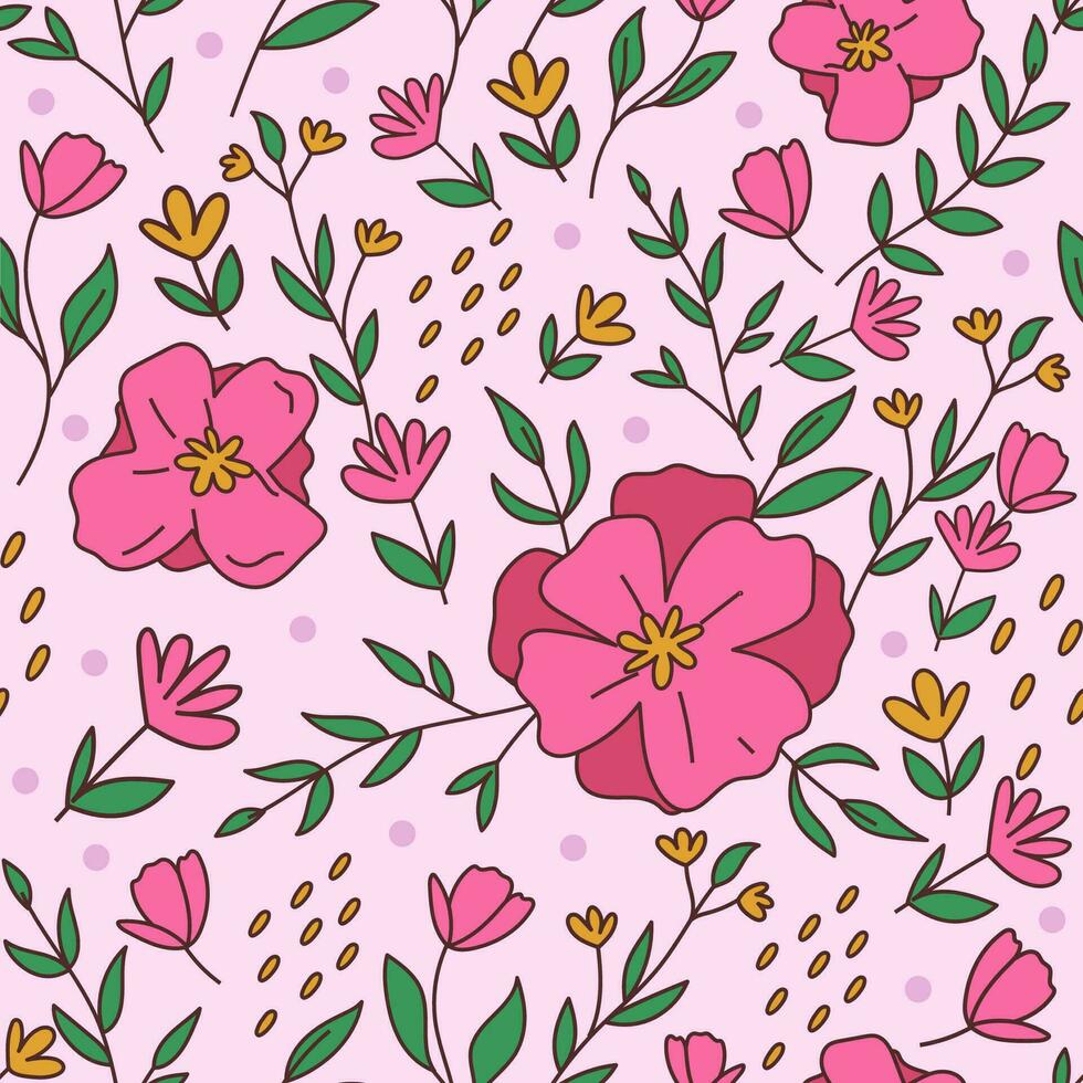 Elegant Floral Pink Seamles Pattern Illustration vector