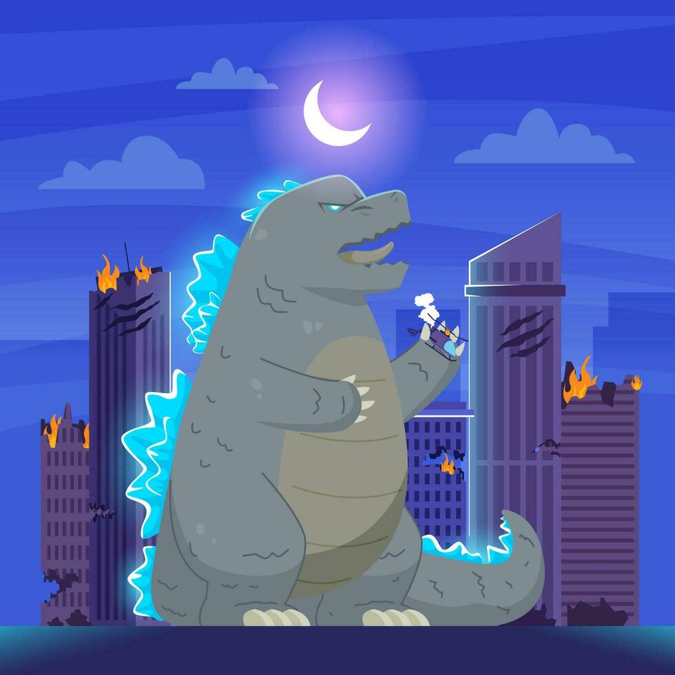 Lizard Monsters Are Rampage In The City vector