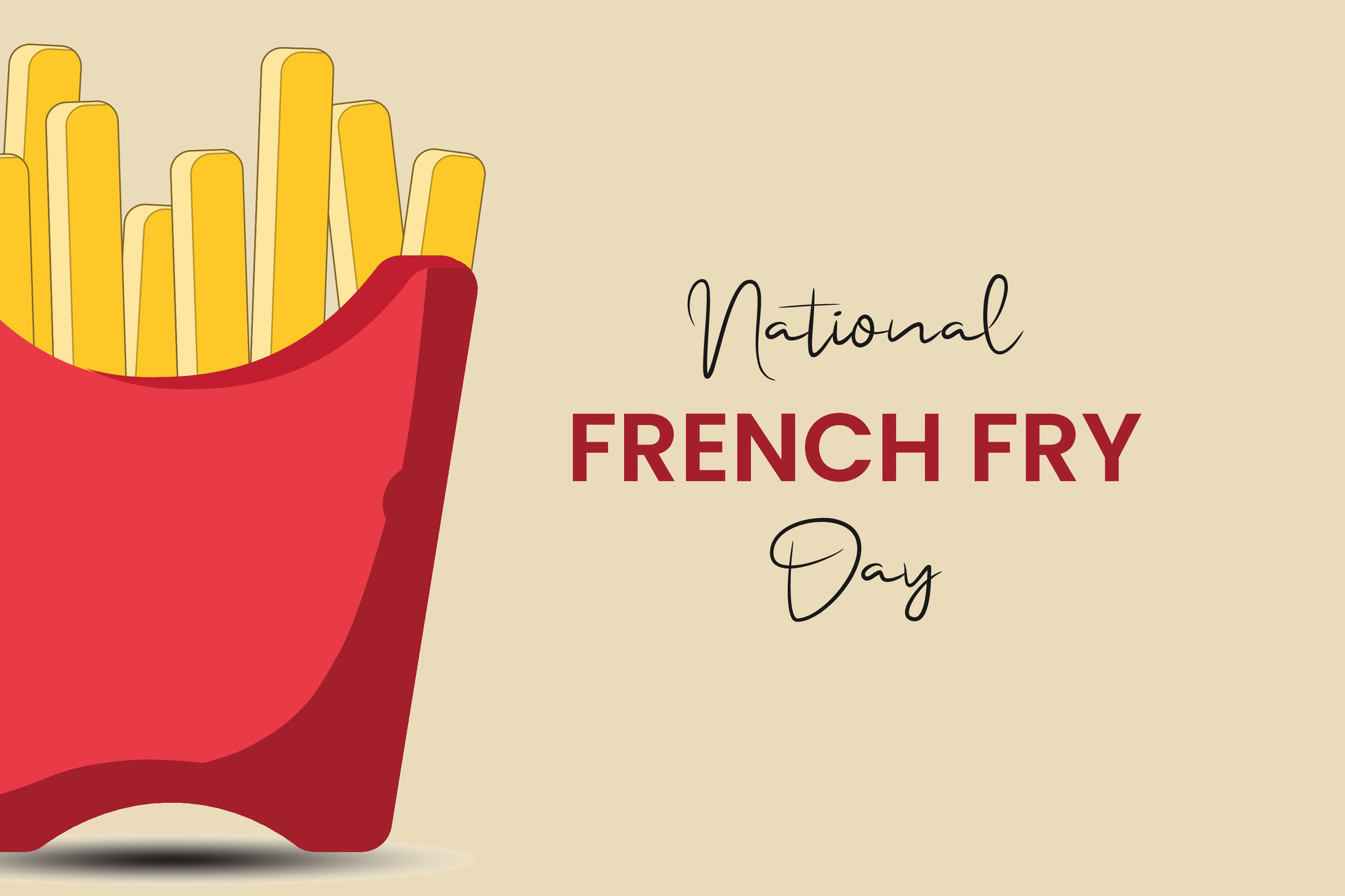 National French Fry Day on July 13. Bucket of French Fry icon. American
