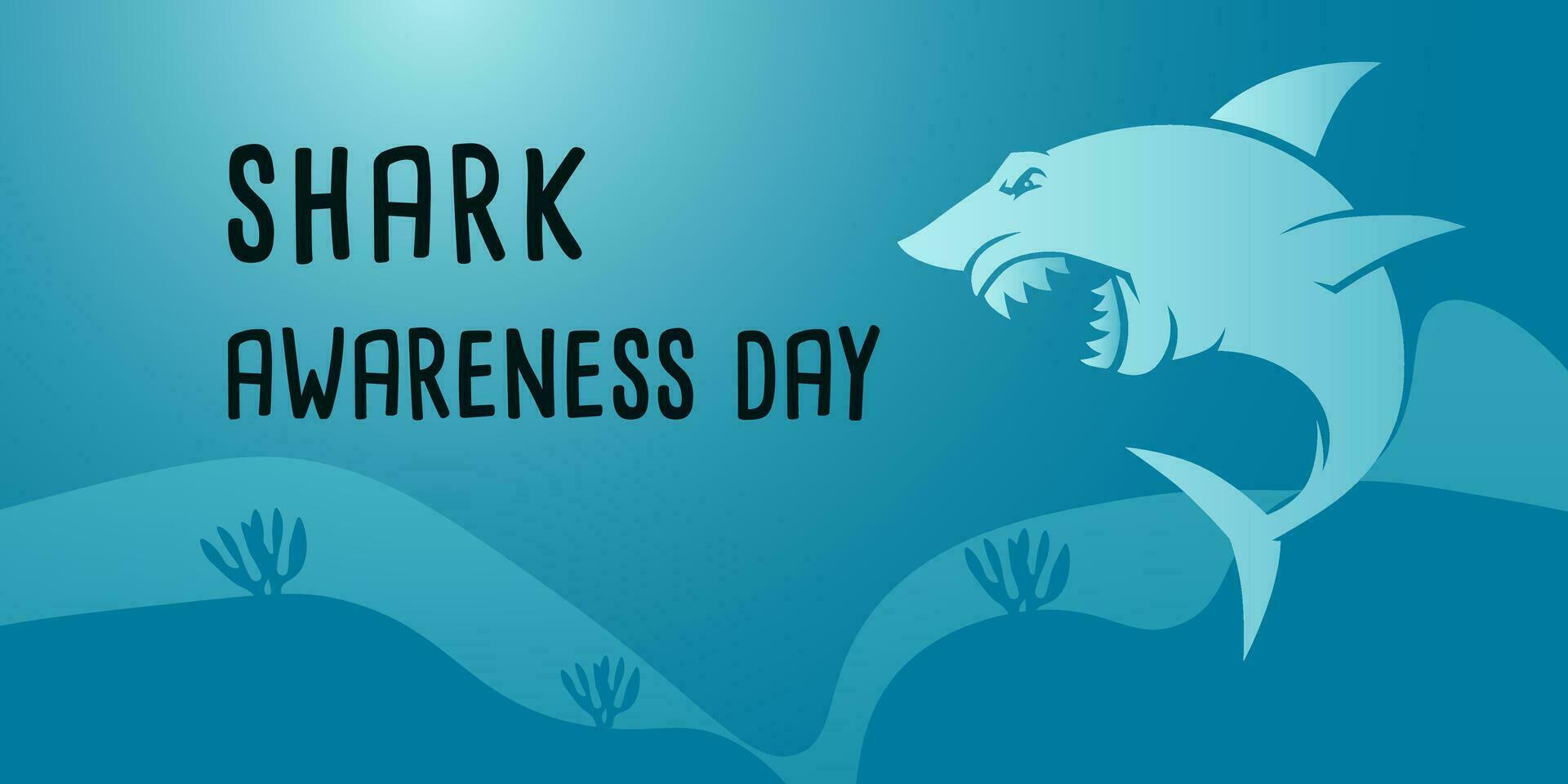 Shark awareness day banner. illustration of a shark under the sea. Vector illustration.