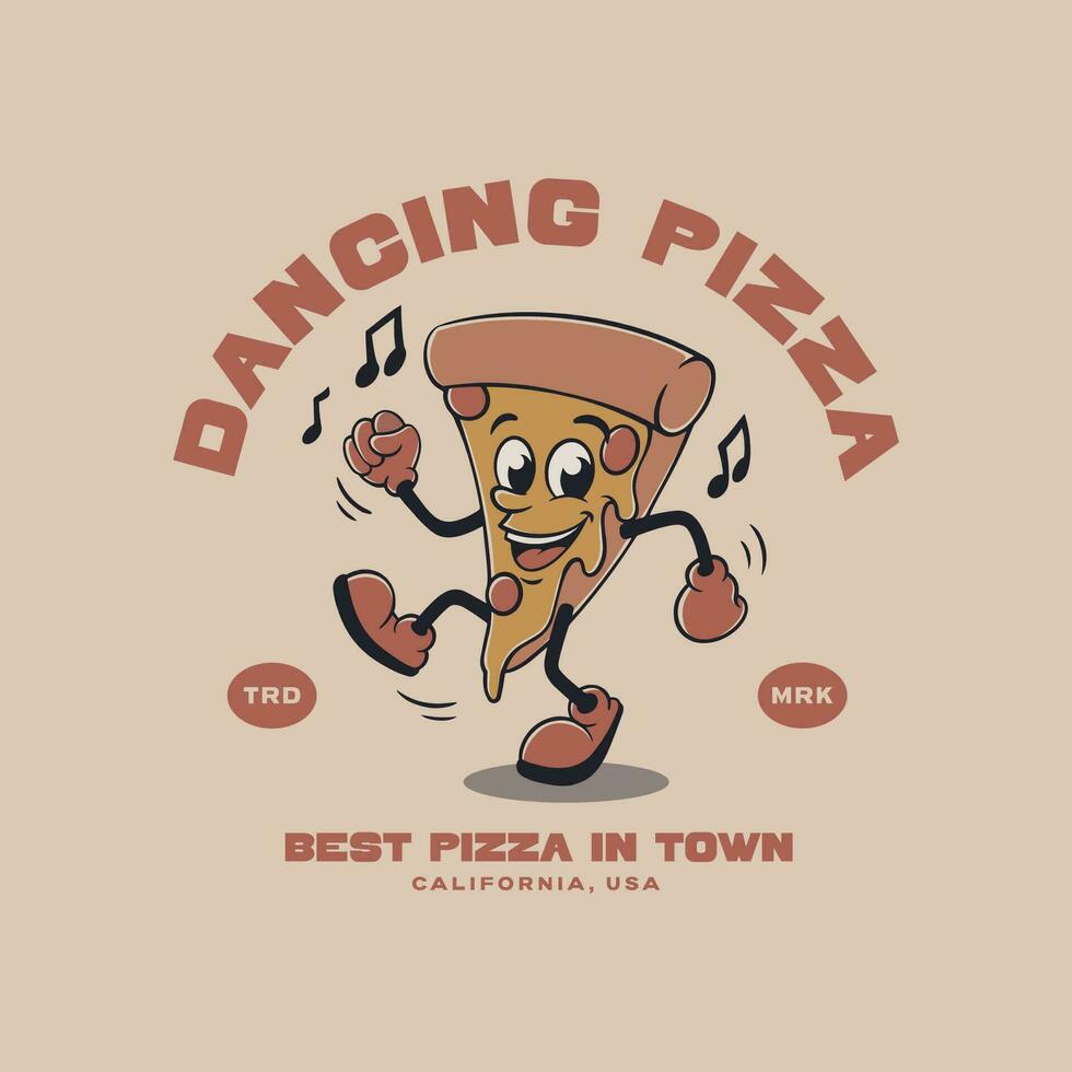 Pizza Cartoon Character Mascot Logo Design vector