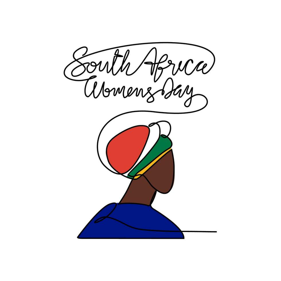 uno continuo línea dibujo de sur África nacional mujer día en agosto 9º sur África nacional día diseño en sencillo lineal estilo. sur África De las mujeres día diseño concepto vector ilustración