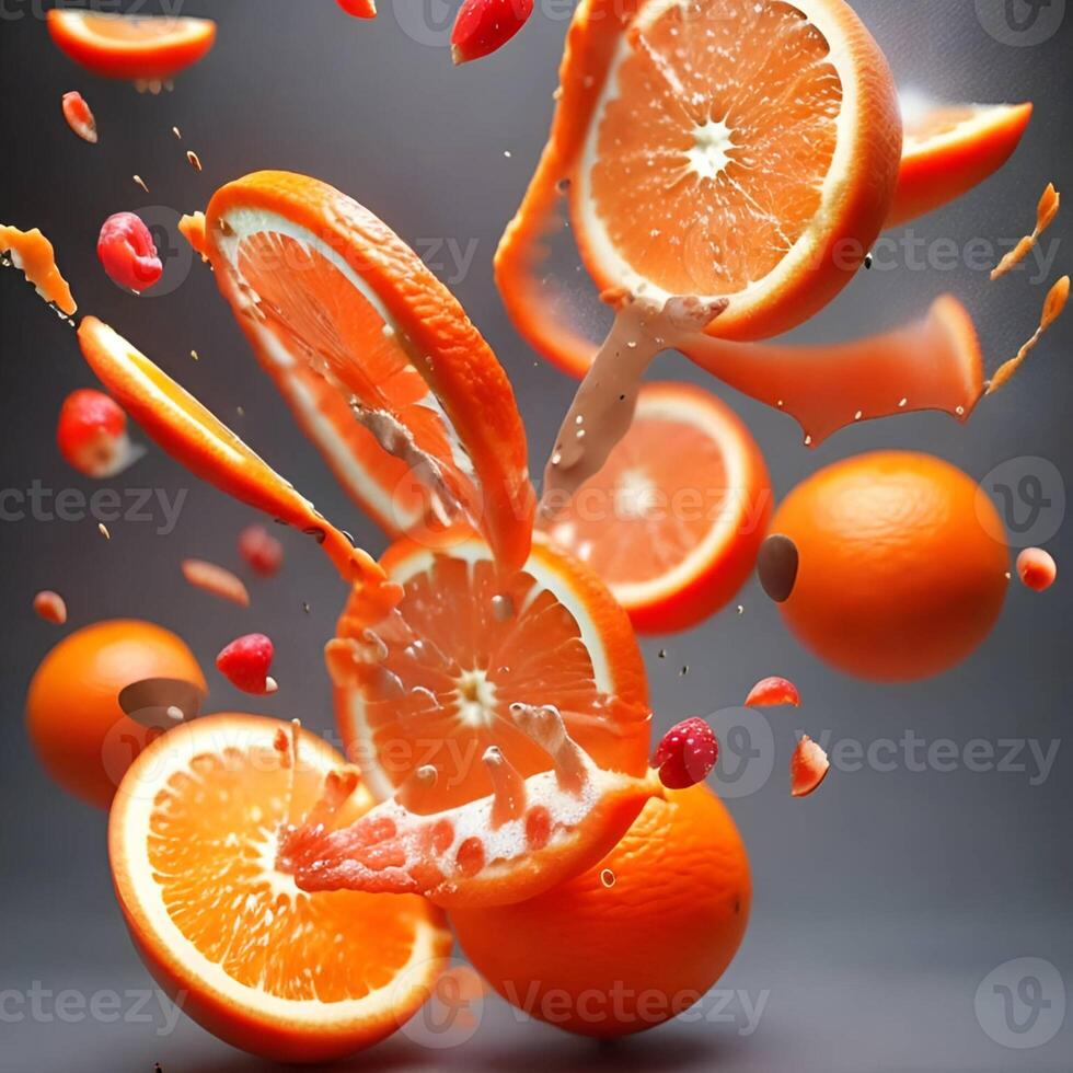 orange juice stop motion image, juice in a glass photo