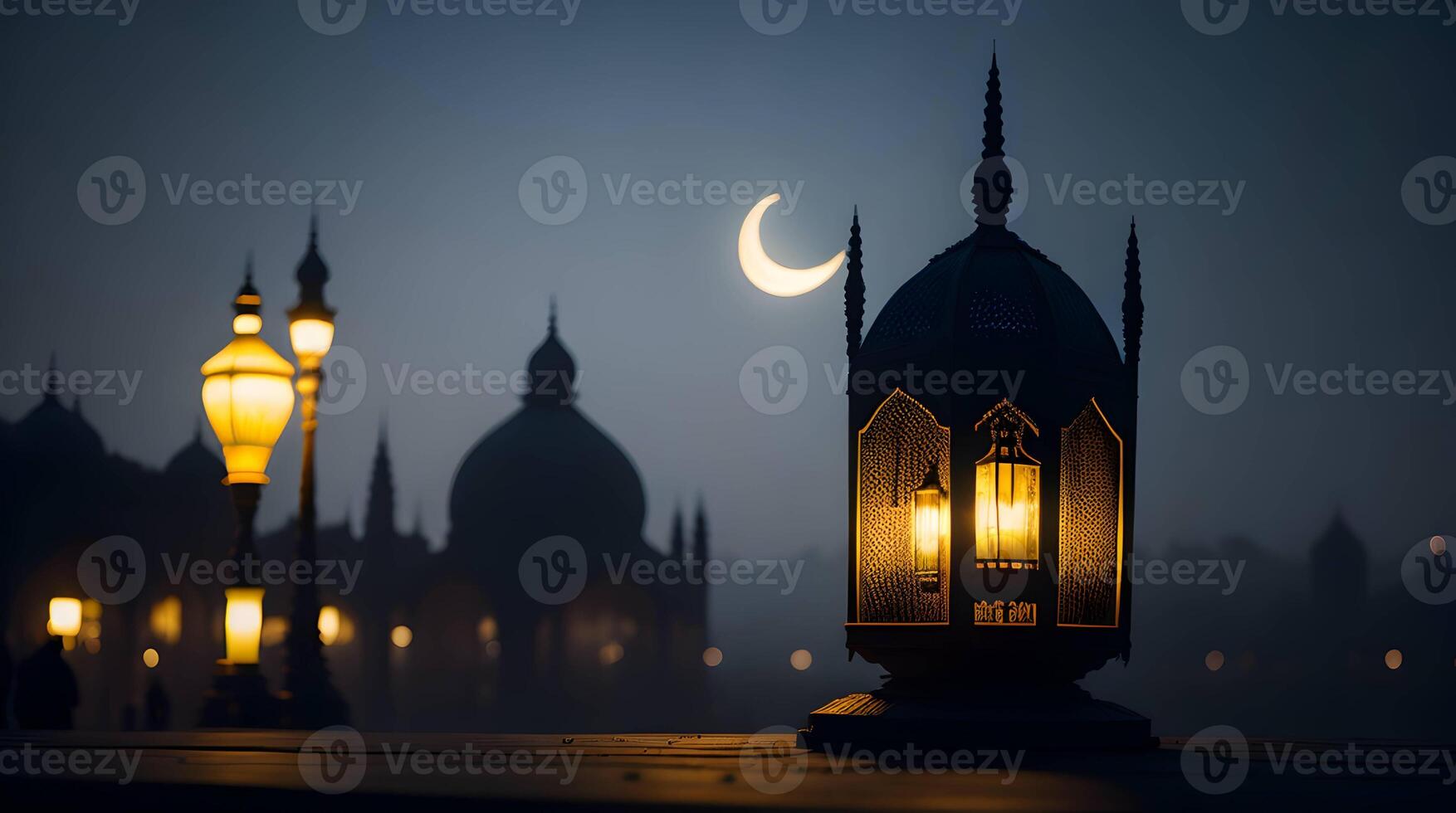 eid lamp with blur background , islamic eid background, eid mubarak background photo