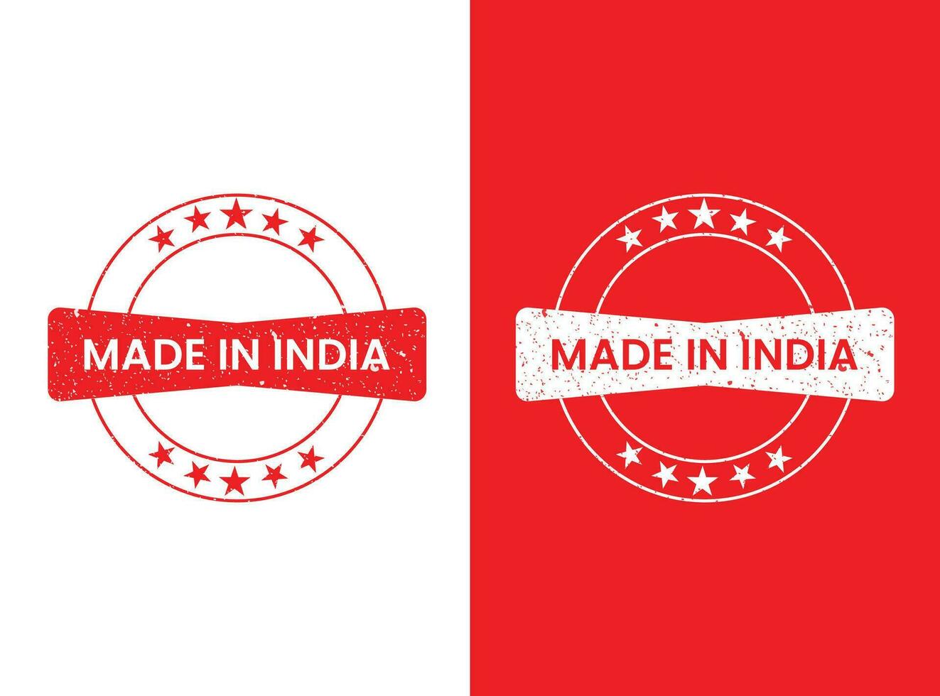 made in india grungy rounded badge. rounded red badge of made in india. vector