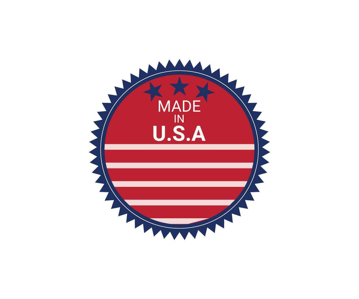 hecho en Estados Unidos insignia. composición para americano bandera para insignia, etiqueta, alfiler. vector