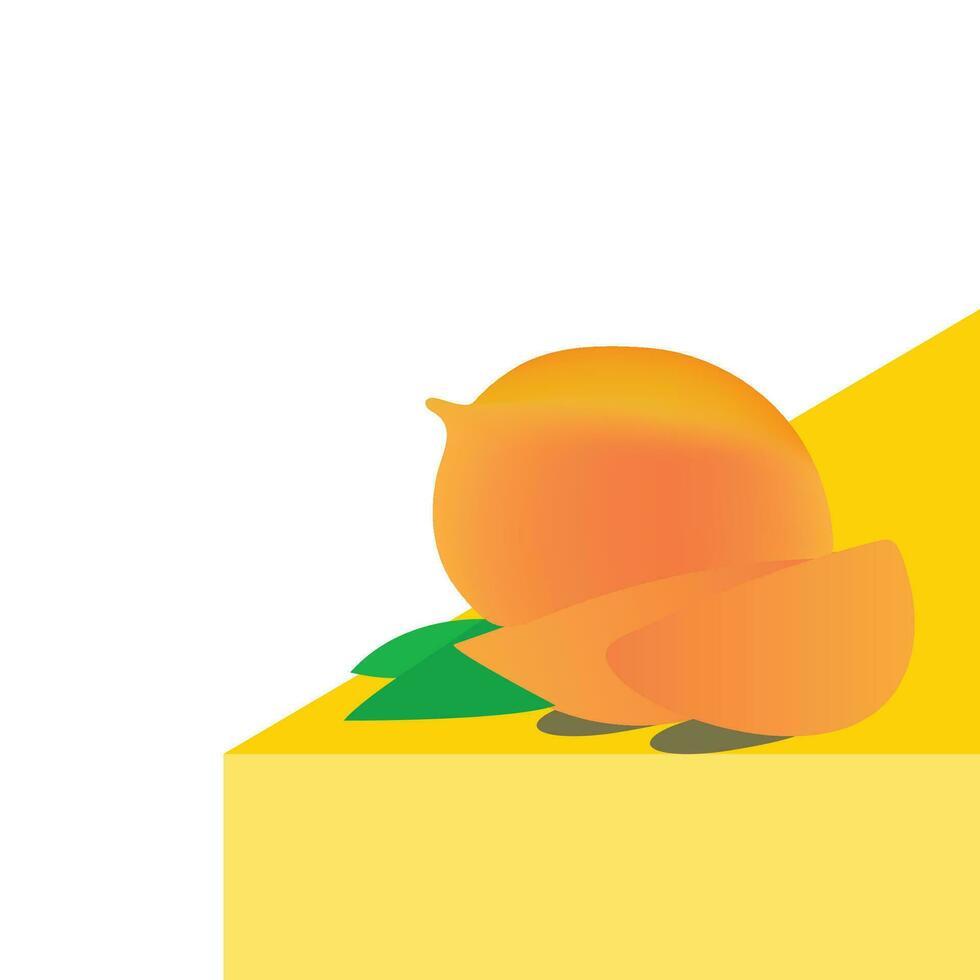 fresh yellow mango vector illustration. mango slices illustration.