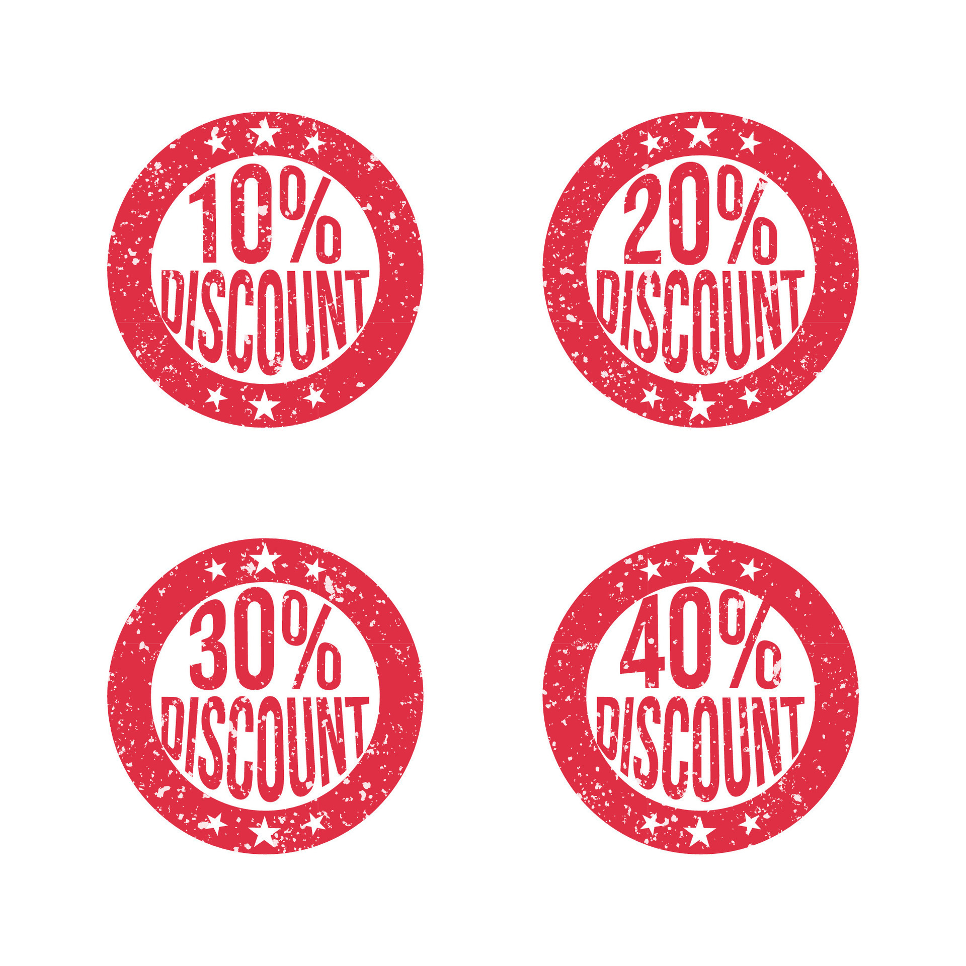 discount offer vector stamps. rounded red badge of sale discount offer