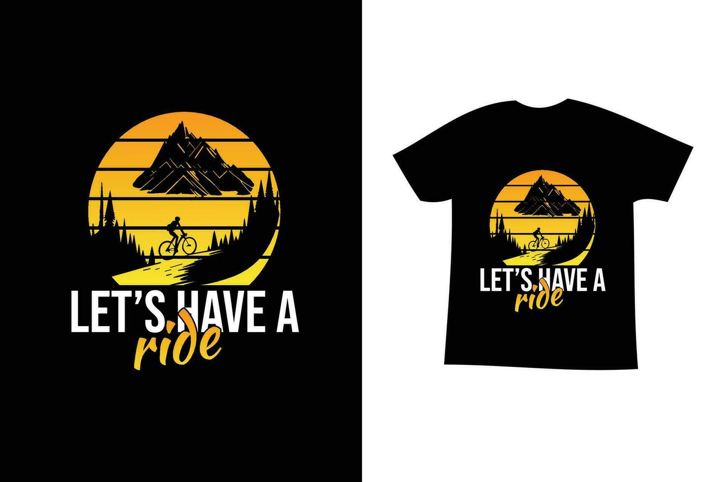 mountain ride illustration. mountain cycling graphic for t shirt. bicycle t shirt design. mountain biking vector design.