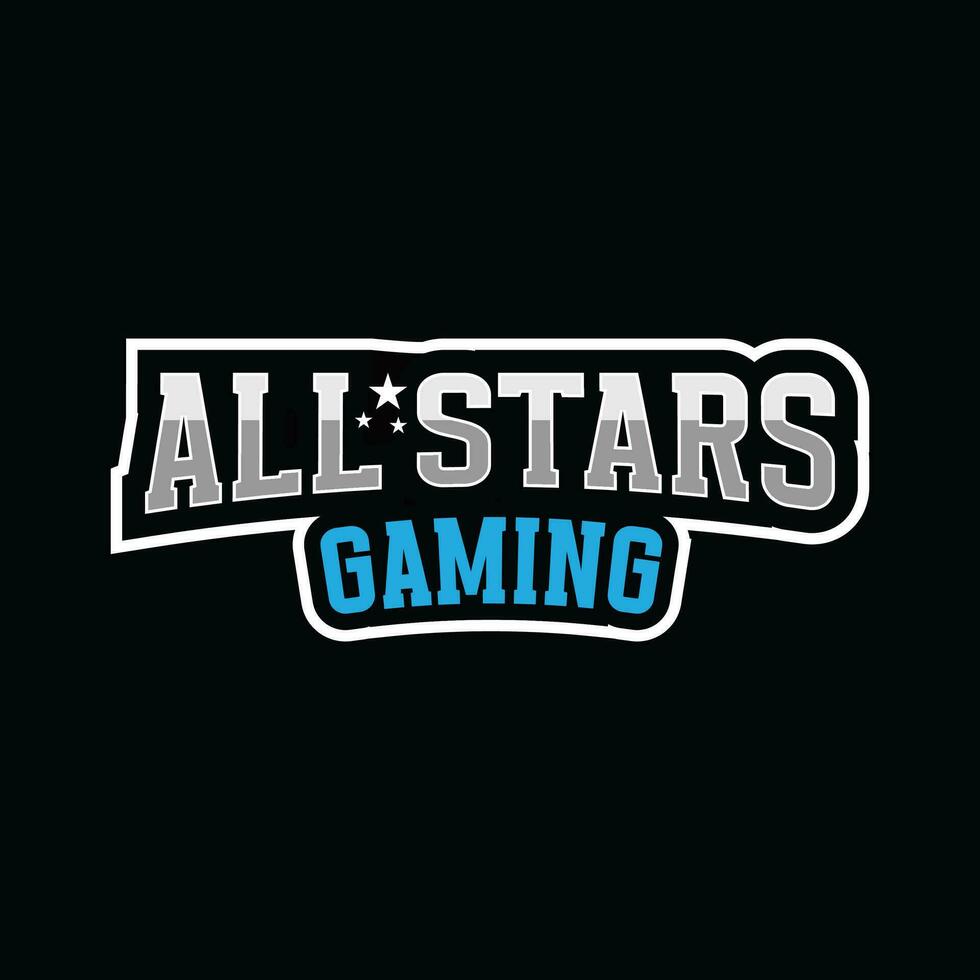 Vector All stars gaming sports text logo design, editable template