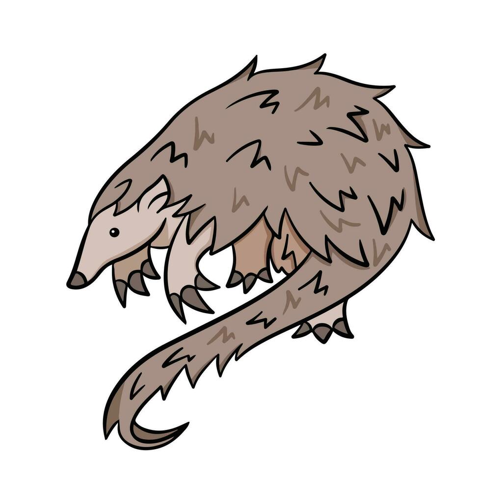 Pangolin wild animals colored vector illustration outlined isolated on square white background. Simple flat cartoon art styled drawing.