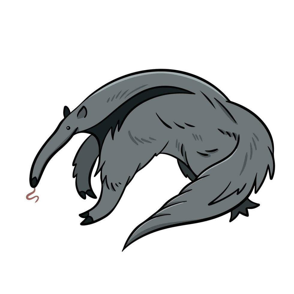 Giant Anteater wild animals vector illustration outlined isolated on square white background. Simple flat cartoon wildlife art styled drawing.